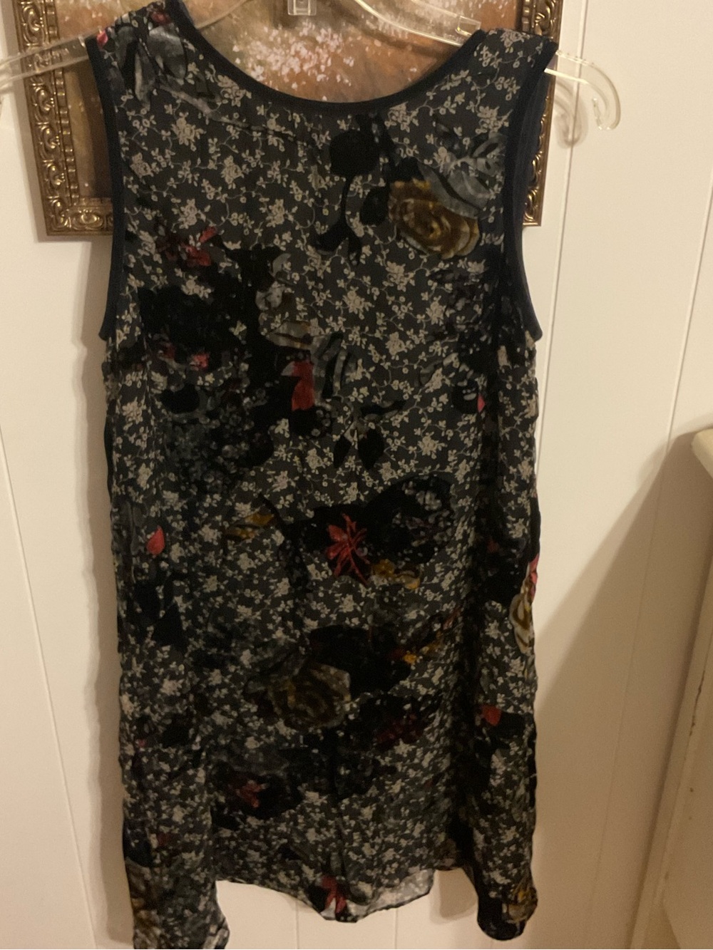 Sleeveless Black Floral Sheer Mini Dress
